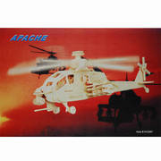 Apache Helicopter 3D Wooden Construction Puzzle