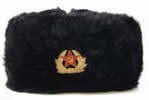 Black real fur with badge