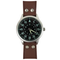 Military Field Watch with Leather Strap
