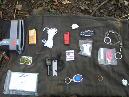 Full contents of Bear Grylls survival kit