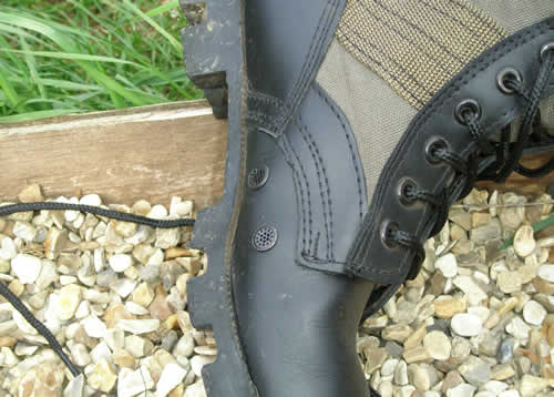 Jungle boots with screened eyelet vents