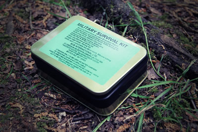 Military Survival Kit in a tin