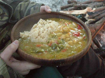 Thai green curry with long grain rice