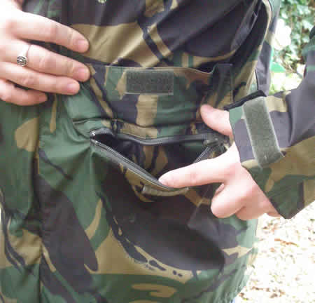 Zipped pockets with storm flaps