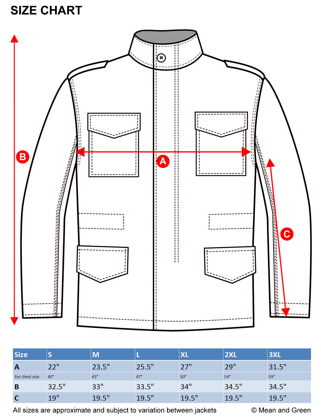 Alpha M65 Size Chart