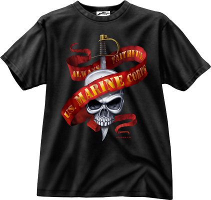 US Marines Skull/Ribbon T-Shirt