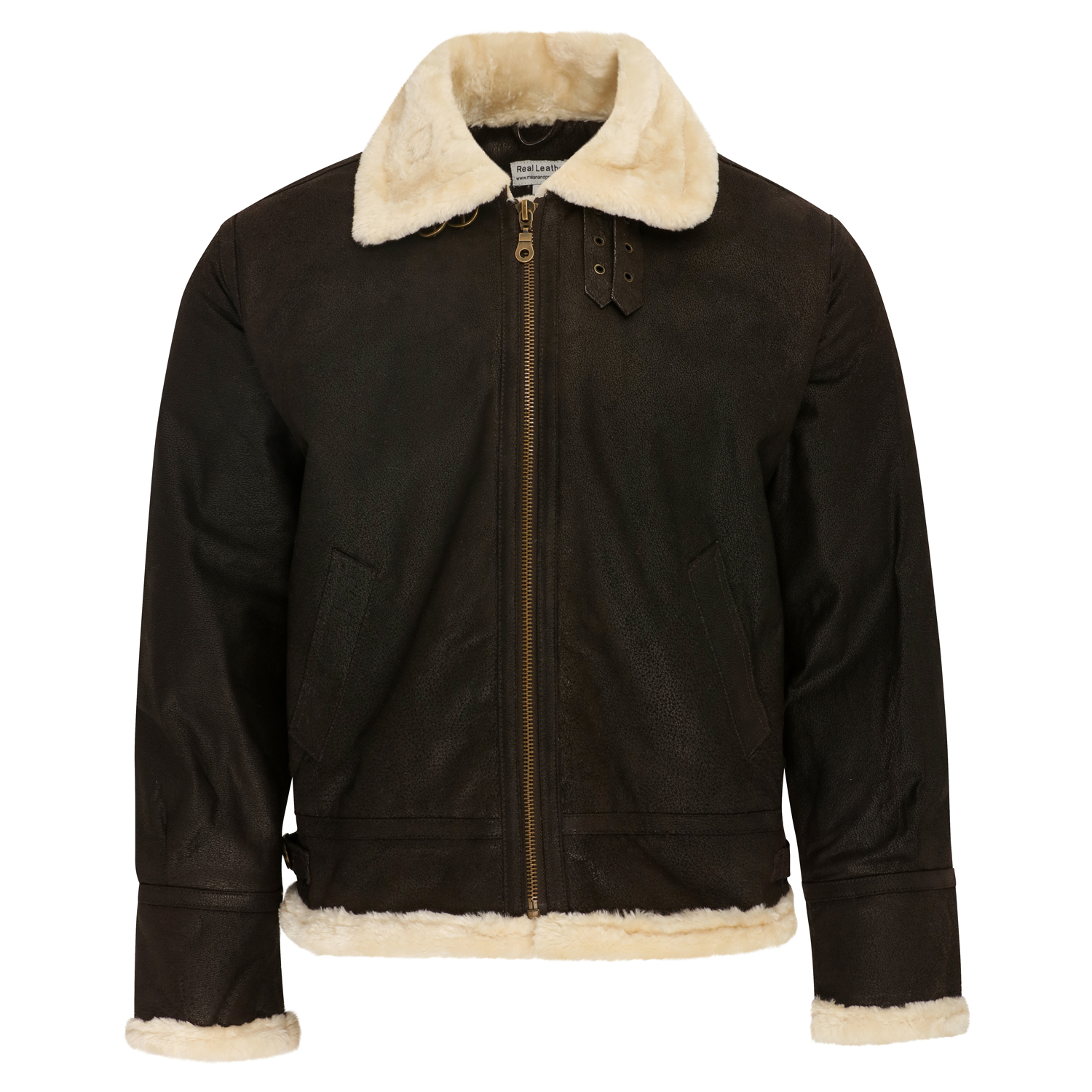 Fur Lined Leather Flying Jacket by Mean and Green