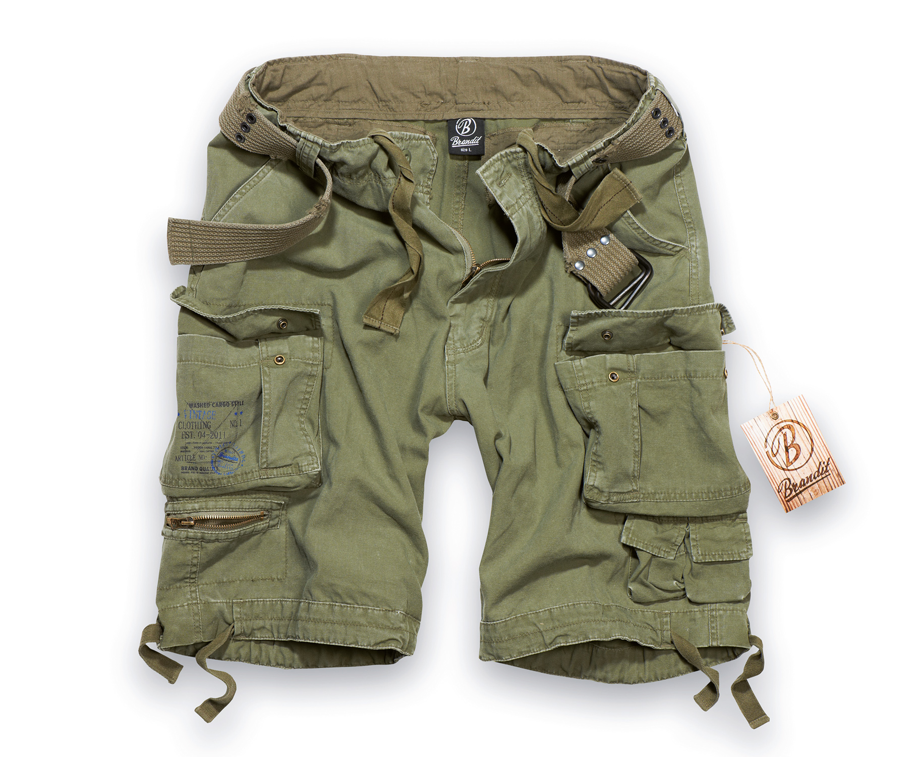 Vintage Cargo Shorts with Belt by Brandit