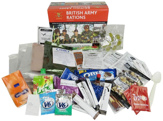 A typical British Army ration pack