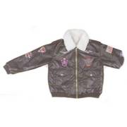 Kids Faux Leather Badged Flying Jacket