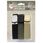 Pack of 3 Military Web Belts - Sand/Black/Green