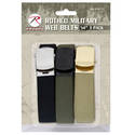 Pack of 3 Military Web Belts - Sand/Black/Green