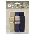 Pack of 3 Military Web Belts - Sand/Blue/Black