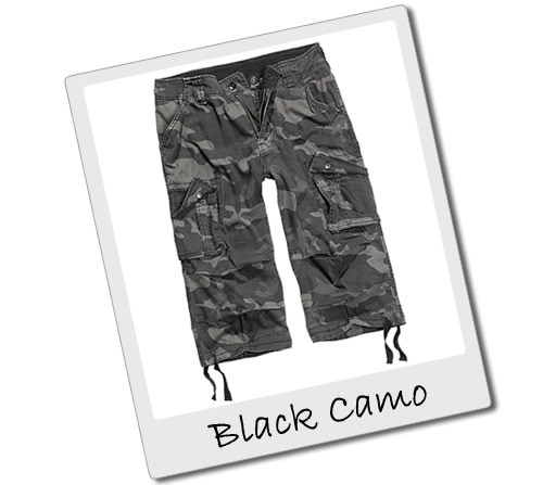 Black Camo Three Quarter Length Shorts