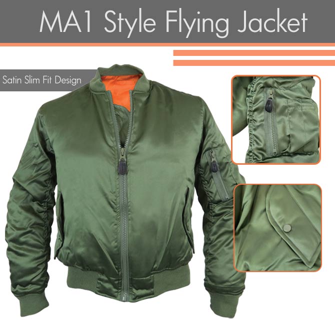 Satin Slim Fit MA1 Bomber Jacket